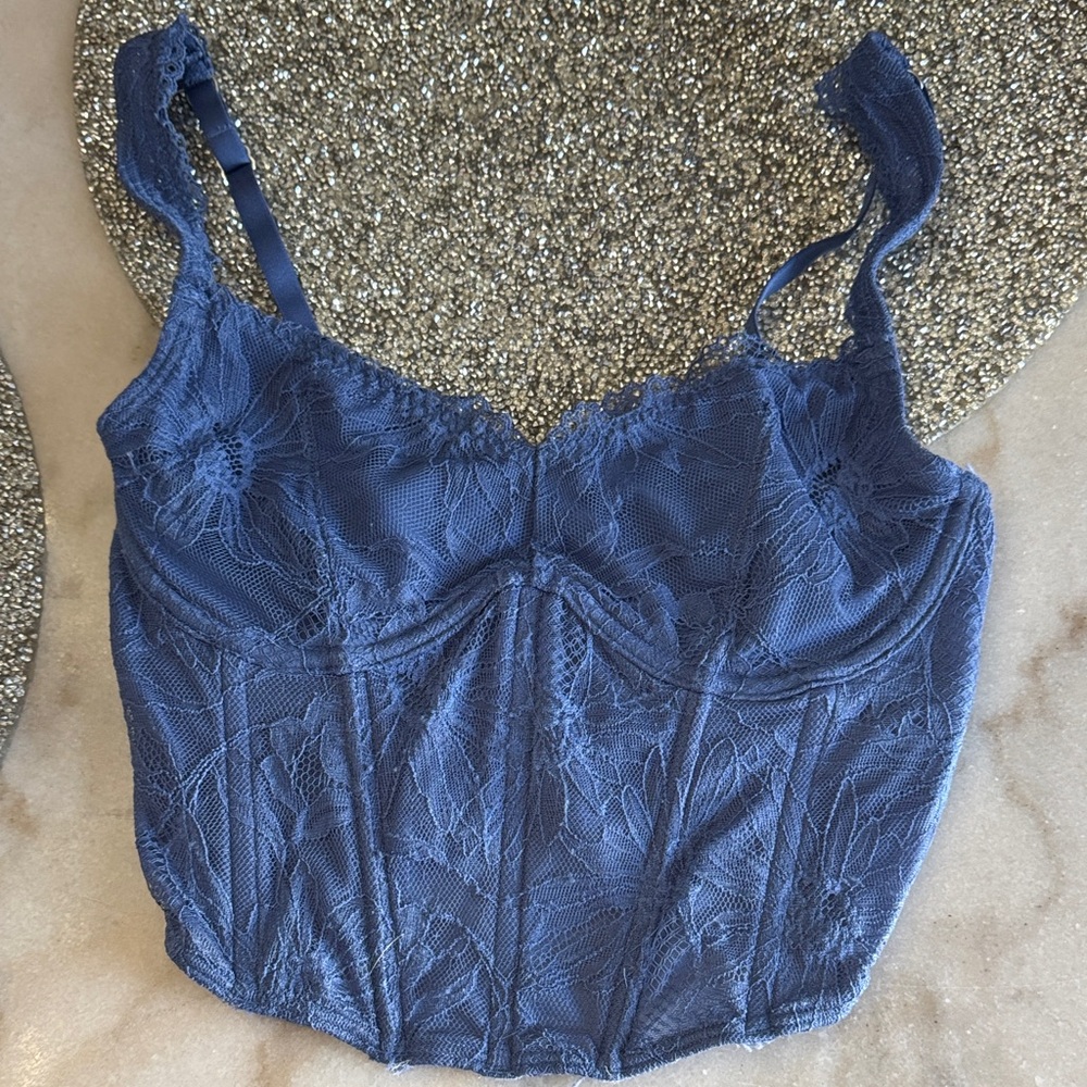 Elegant Blue Lace Women’s Top